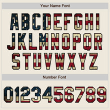 Laden Sie das Bild in den Galerie-Viewer, Custom Cream Olive Pinstripe Vintage USA Flag-Black Authentic Two Tone Baseball Jersey