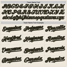 Load image into Gallery viewer, Custom Cream Olive Pinstripe Black Authentic Two Tone Baseball Jersey