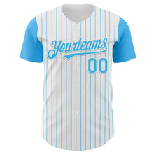 Load image into Gallery viewer, Custom White Sky Blue Pinstripe Sky Blue Authentic Two Tone Baseball Jersey