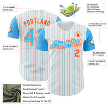 Load image into Gallery viewer, Custom White Sky Blue Pinstripe Orange Authentic Two Tone Baseball Jersey
