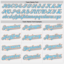 Load image into Gallery viewer, Custom White Sky Blue Pinstripe Orange Authentic Two Tone Baseball Jersey