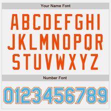 Load image into Gallery viewer, Custom White Sky Blue Pinstripe Orange Authentic Two Tone Baseball Jersey