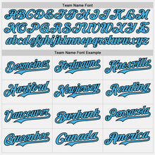 Load image into Gallery viewer, Custom White Sky Blue Pinstripe Black Authentic Two Tone Baseball Jersey