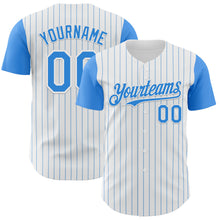 Load image into Gallery viewer, Custom White Electric Blue Pinstripe Electric Blue Authentic Two Tone Baseball Jersey