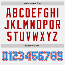 Load image into Gallery viewer, Custom White Electric Blue Pinstripe Red Authentic Two Tone Baseball Jersey