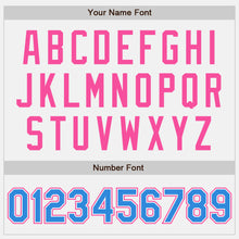 Load image into Gallery viewer, Custom White Electric Blue Pinstripe Pink Authentic Two Tone Baseball Jersey