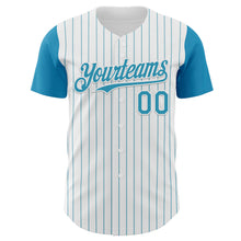 Load image into Gallery viewer, Custom White Panther Blue Pinstripe Panther Blue Authentic Two Tone Baseball Jersey