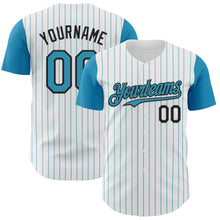 Load image into Gallery viewer, Custom White Panther Blue Pinstripe Black Authentic Two Tone Baseball Jersey