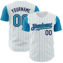 Load image into Gallery viewer, Custom White Panther Blue Pinstripe Navy Authentic Two Tone Baseball Jersey