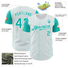 Load image into Gallery viewer, Custom White Aqua Pinstripe Aqua Authentic Two Tone Baseball Jersey