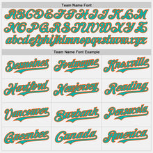 Load image into Gallery viewer, Custom White Aqua Pinstripe Orange Authentic Two Tone Baseball Jersey