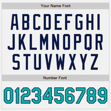 Load image into Gallery viewer, Custom White Aqua Pinstripe Navy Authentic Two Tone Baseball Jersey