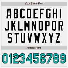 Load image into Gallery viewer, Custom White Aqua Pinstripe Black Authentic Two Tone Baseball Jersey