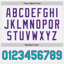 Load image into Gallery viewer, Custom White Aqua Pinstripe Purple Authentic Two Tone Baseball Jersey