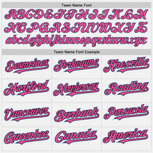 Load image into Gallery viewer, Custom White Black Pinstripe Light Blue-Pink Authentic Two Tone Baseball Jersey
