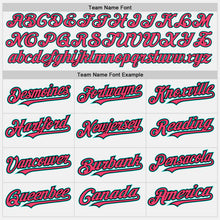 Load image into Gallery viewer, Custom White Black Pinstripe Aqua-Neon Pink Authentic Two Tone Baseball Jersey