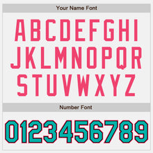 Load image into Gallery viewer, Custom White Black Pinstripe Aqua-Neon Pink Authentic Two Tone Baseball Jersey