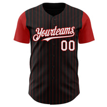 Load image into Gallery viewer, Custom Black Red Pinstripe White Authentic Two Tone Baseball Jersey