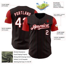 Load image into Gallery viewer, Custom Black Red Pinstripe White Authentic Two Tone Baseball Jersey