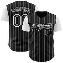 Load image into Gallery viewer, Custom Black White Pinstripe White Authentic Two Tone Baseball Jersey