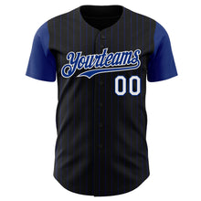 Load image into Gallery viewer, Custom Black Royal Pinstripe White Authentic Two Tone Baseball Jersey