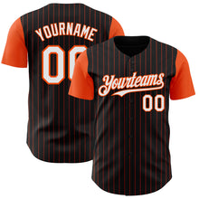 Load image into Gallery viewer, Custom Black Orange Pinstripe White Authentic Two Tone Baseball Jersey