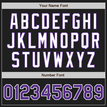 Load image into Gallery viewer, Custom Black Purple Pinstripe White Authentic Two Tone Baseball Jersey