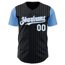 Load image into Gallery viewer, Custom Black Light Blue Pinstripe White Authentic Two Tone Baseball Jersey