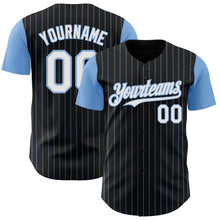 Load image into Gallery viewer, Custom Black Light Blue Pinstripe White Authentic Two Tone Baseball Jersey