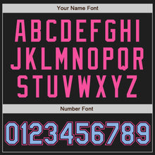 Load image into Gallery viewer, Custom Black Light Blue Pinstripe Pink Authentic Two Tone Baseball Jersey