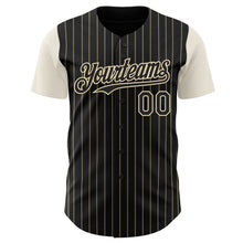 Load image into Gallery viewer, Custom Black Cream Pinstripe Cream Authentic Two Tone Baseball Jersey
