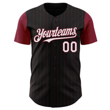 Load image into Gallery viewer, Custom Black Crimson Pinstripe White Authentic Two Tone Baseball Jersey
