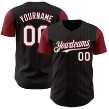 Load image into Gallery viewer, Custom Black Crimson Pinstripe White Authentic Two Tone Baseball Jersey
