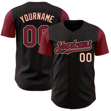 Load image into Gallery viewer, Custom Black Crimson Pinstripe Cream Authentic Two Tone Baseball Jersey