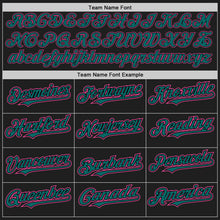 Load image into Gallery viewer, Custom Black Teal Pinstripe Pink Authentic Two Tone Baseball Jersey