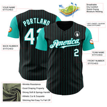 Load image into Gallery viewer, Custom Black Aqua Pinstripe White Authentic Two Tone Baseball Jersey