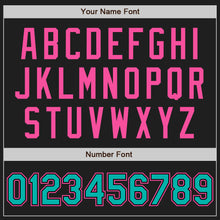 Load image into Gallery viewer, Custom Black Aqua Pinstripe Pink Authentic Two Tone Baseball Jersey