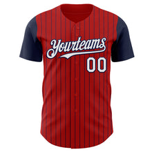 Load image into Gallery viewer, Custom Red Navy Pinstripe White Authentic Two Tone Baseball Jersey