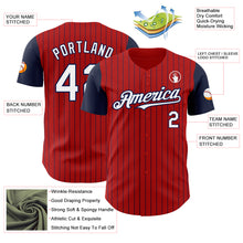 Load image into Gallery viewer, Custom Red Navy Pinstripe White Authentic Two Tone Baseball Jersey