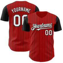 Load image into Gallery viewer, Custom Red Black Pinstripe White Authentic Two Tone Baseball Jersey
