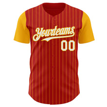 Load image into Gallery viewer, Custom Red Gold Pinstripe White Authentic Two Tone Baseball Jersey