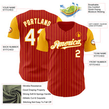 Load image into Gallery viewer, Custom Red Gold Pinstripe White Authentic Two Tone Baseball Jersey