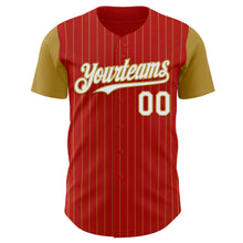 Load image into Gallery viewer, Custom Red Old Gold Pinstripe White Authentic Two Tone Baseball Jersey