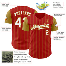 Load image into Gallery viewer, Custom Red Old Gold Pinstripe White Authentic Two Tone Baseball Jersey
