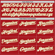 Load image into Gallery viewer, Custom Red Old Gold Pinstripe White Authentic Two Tone Baseball Jersey