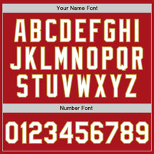 Load image into Gallery viewer, Custom Red Old Gold Pinstripe White Authentic Two Tone Baseball Jersey