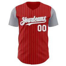 Load image into Gallery viewer, Custom Red Gray Pinstripe White Authentic Two Tone Baseball Jersey