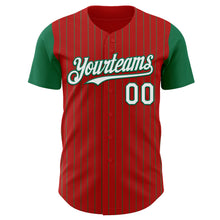 Load image into Gallery viewer, Custom Red Kelly Green Pinstripe White Authentic Two Tone Baseball Jersey