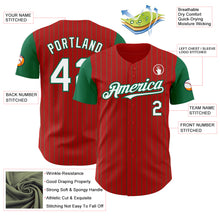Load image into Gallery viewer, Custom Red Kelly Green Pinstripe White Authentic Two Tone Baseball Jersey