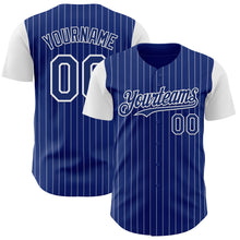 Load image into Gallery viewer, Custom Royal White Pinstripe White Authentic Two Tone Baseball Jersey